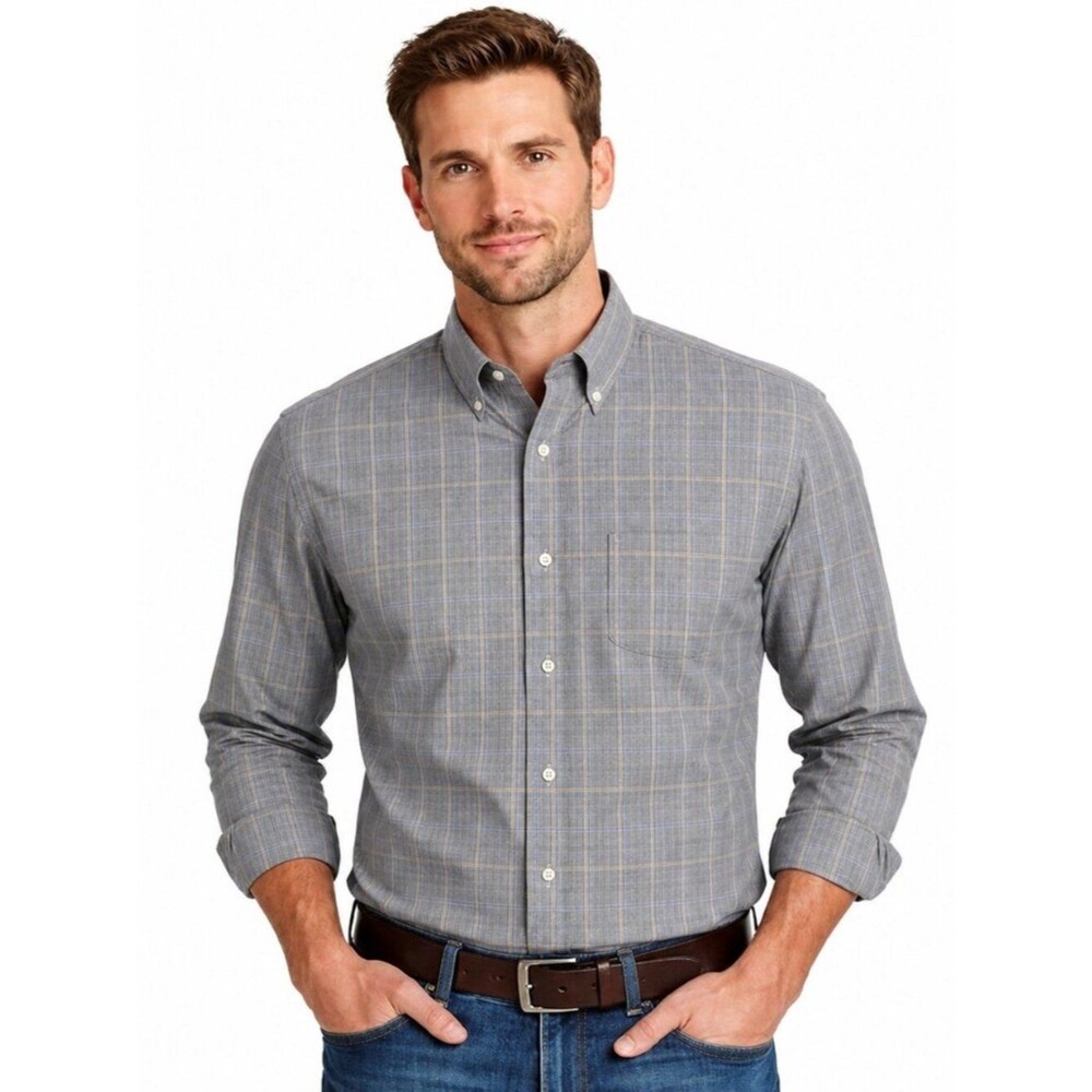 Brooks Brothers Country Club Gray Plaid Shirt XXL NWOT Long Sleeve *